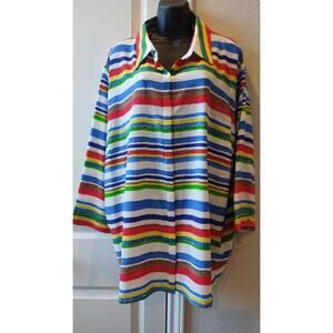 NTW Antilia FEMME Blouse Multicolor Crepe 3/4 sleeves Sz 3X